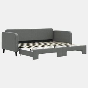Sofá-cama, Sofá conversível com gavetão 90x200 cm tecido cinzento-escuro