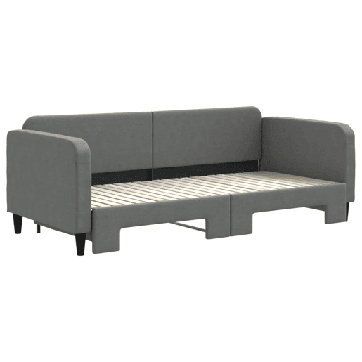 Sofá-cama, Sofá conversível com gavetão 90x200 cm tecido cinzento-escuro