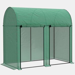 Outsunny Estufa Pequena Estufa de Exterior com Porta Dupla com Fecho de Correr e Cobertura de PE para Cultivar Plantas Flores 200x100x178 cm Verde