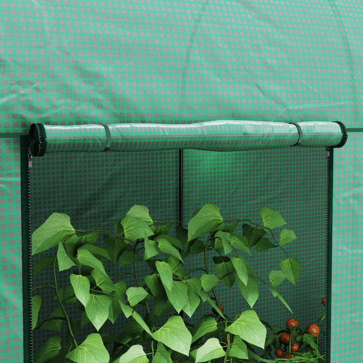 Outsunny Estufa Pequena Estufa de Exterior com Porta Dupla com Fecho de Correr e Cobertura de PE para Cultivar Plantas Flores 200x100x178 cm Verde