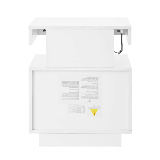 Mesa de cabeceira 50x40x60 cm - 2 gavetas, 1 espaço aberto, LED - Branco