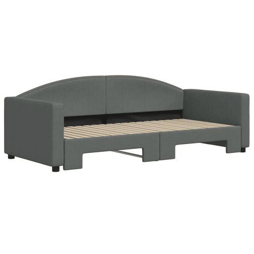 Sofá-cama, Sofá conversível com gavetão 90x190 cm tecido cinzento-escuro