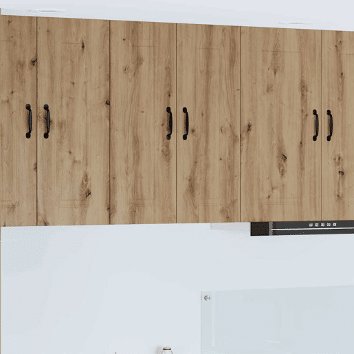 Lote de 2 Armários de cozinha suspendidos - Cozinha modular Colgantes com porta Carvalho Artesanal