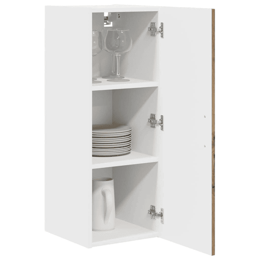 Lote de 2 Armários de cozinha suspendidos - Cozinha modular Colgantes com porta Carvalho Artesanal