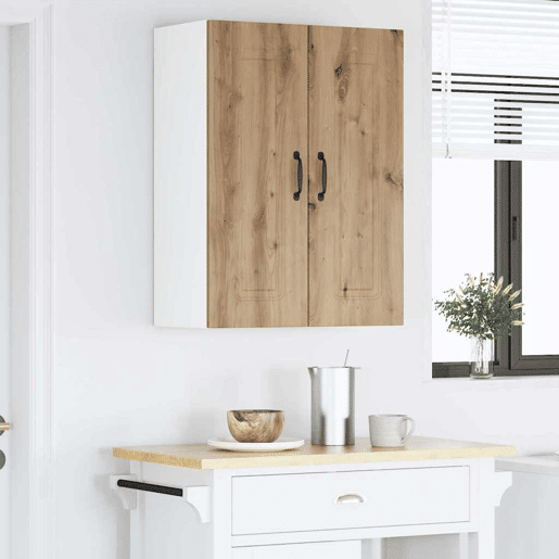 Lote de 2 Armários de cozinha suspendidos - Cozinha modular Colgantes com porta Carvalho Artesanal