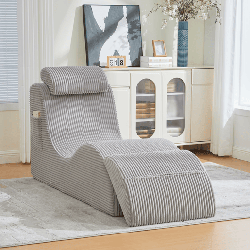 Poltrona ergonómica moderna - Design exclusivo, almofada removível, espuma de alta elasticidade - Cinza claro