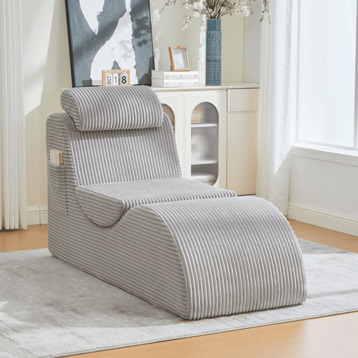 Poltrona ergonómica moderna - Design exclusivo, almofada removível, espuma de alta elasticidade - Cinza claro