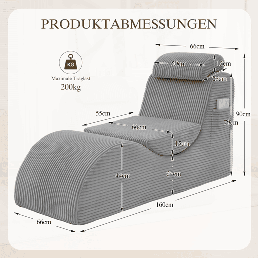 Poltrona ergonómica moderna - Design exclusivo, almofada removível, espuma de alta elasticidade - Cinza claro