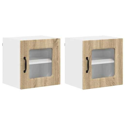 Lote de 2 Armários de cozinha suspendidos - Cozinha modular Colgantes com porta Carvalho Sonoma