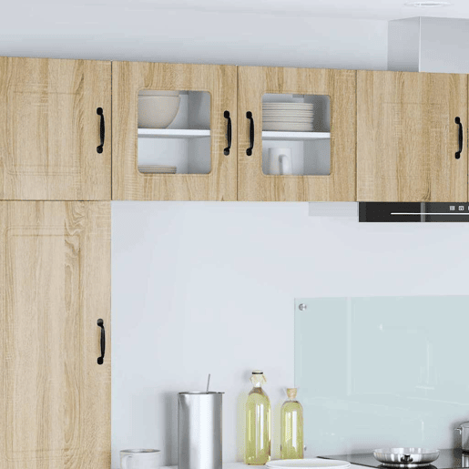 Lote de 2 Armários de cozinha suspendidos - Cozinha modular Colgantes com porta Carvalho Sonoma