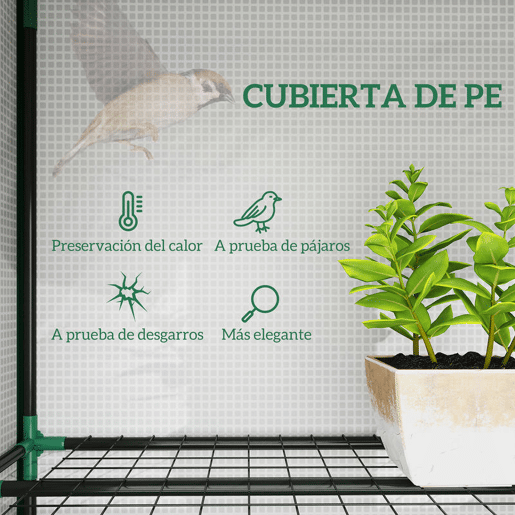 Outsunny Estufa Pequena Estufa de Exterior com Prateleiras de 3 Níveis Portas com Fecho de Correr e Estrutura de Aço Estufa para Cultivar Plantas Flores 215x46x151 cm Branco