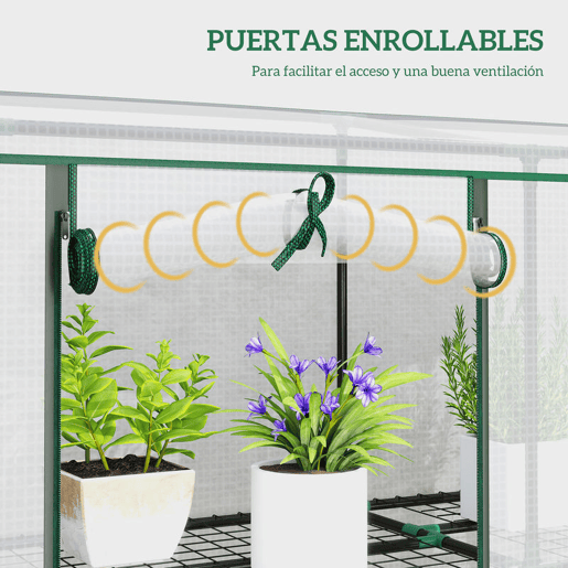 Outsunny Estufa Pequena Estufa de Exterior com Prateleiras de 3 Níveis Portas com Fecho de Correr e Estrutura de Aço Estufa para Cultivar Plantas Flores 215x46x151 cm Branco