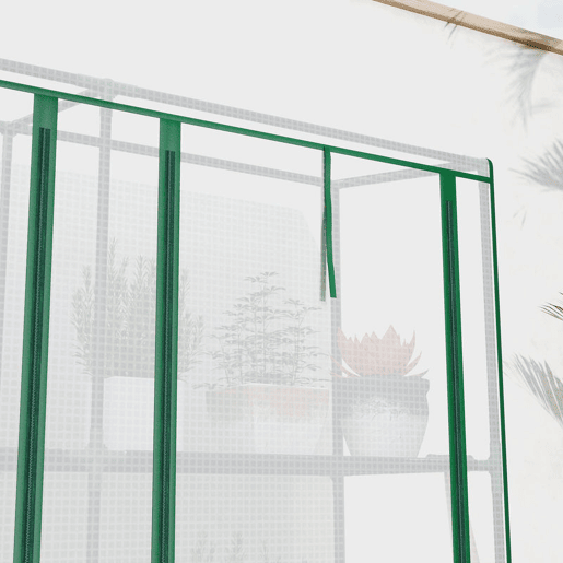 Outsunny Estufa Pequena Estufa de Exterior com Prateleiras de 3 Níveis Portas com Fecho de Correr e Estrutura de Aço Estufa para Cultivar Plantas Flores 215x46x151 cm Branco
