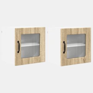 Lote de 2 Armários de cozinha suspendidos - Cozinha modular Colgantes com porta Carvalho Sonoma