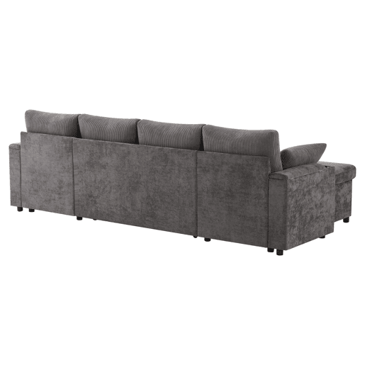 Sofá-cama em U para 4 pessoas - Com bebida, arrumação, função cama - Cinza