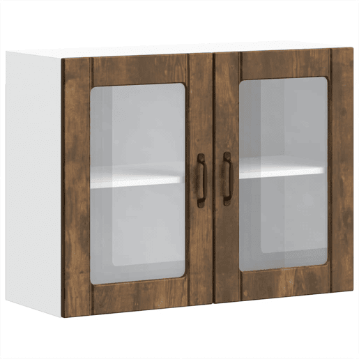 Armário de parede de cozinha - Cozinha modular porta vidro carvalho fumado
