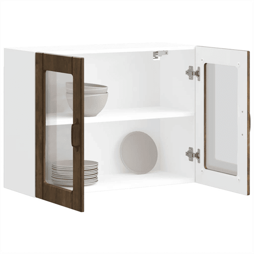 Armário de parede de cozinha - Cozinha modular porta vidro carvalho fumado