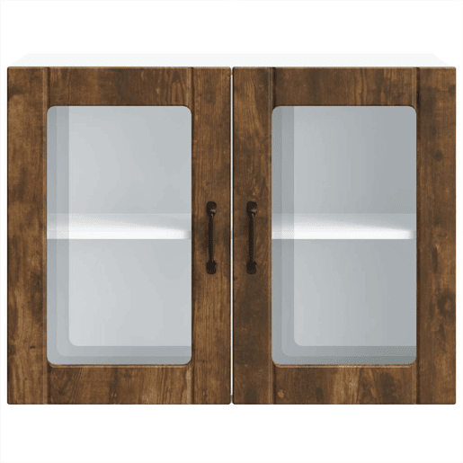 Armário de parede de cozinha - Cozinha modular porta vidro carvalho fumado