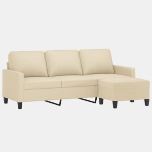 Sofá de 3 lugares - Sofá fixo com apoio de pés 180 cm tecido cor creme