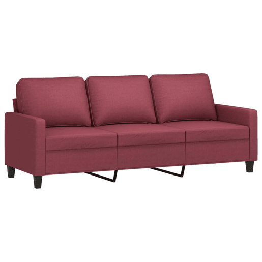 Sofá de 3 lugares - Sofá fixo com apoio de pés 180 cm tecido vermelho tinto