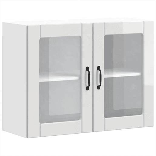Armário parede de cozinha - Cozinha modular porta vidro branco brilhante