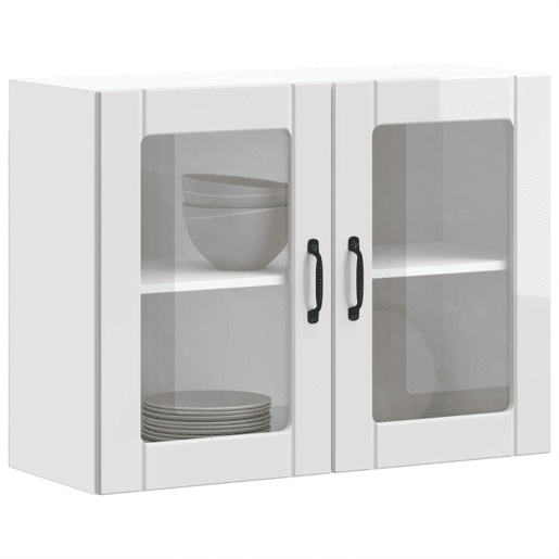 Armário parede de cozinha - Cozinha modular porta vidro branco brilhante