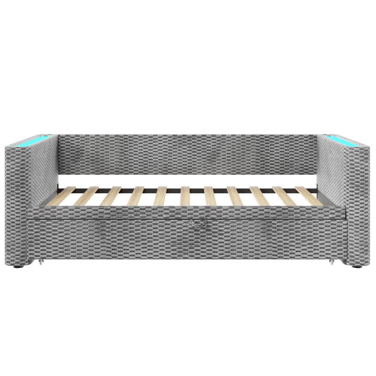 Sofá cama 90x200 cm - diseño multifuncional con tiras led, somier, terciopelo - gris