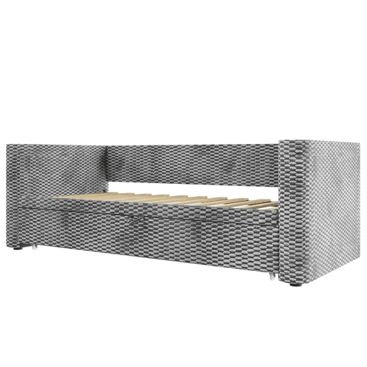 Sofá-cama 90x200 cm - Design multifuncional com fitas LED, base, veludo - Cinza