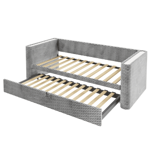 Sofá-cama 90x200 cm - Design multifuncional com fitas LED, base, veludo - Cinza