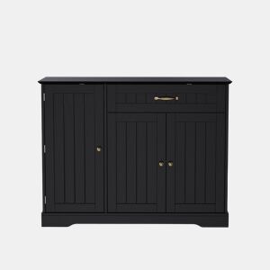 Aparador com 3 portas e 1 gaveta - Moderno e elegante para sala de estar, sala de jantar e hall de entrada - Preto