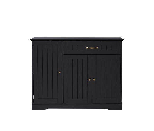 Aparador 3 puertas 1 cajón - moderno y elegante para salón, comedor y recibidor - negro