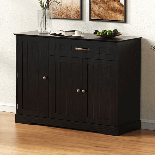 Aparador com 3 portas e 1 gaveta - Moderno e elegante para sala de estar, sala de jantar e hall de entrada - Preto Aparador com 3 portas e 1 gaveta - Moderno e elegante para sala de estar, sala de jantar e hall de entrada - Preto