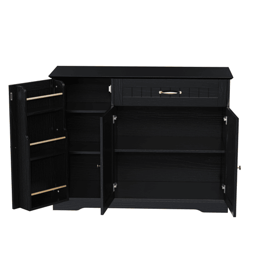 Aparador com 3 portas e 1 gaveta - Moderno e elegante para sala de estar, sala de jantar e hall de entrada - Preto Aparador com 3 portas e 1 gaveta - Moderno e elegante para sala de estar, sala de jantar e hall de entrada - Preto