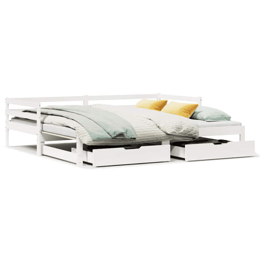 Sofá-cama, Sofá conversível com gavetão e gavetas sem colchão 80x200 cm branco