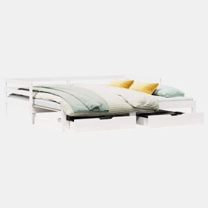 Sofá-cama, Sofá conversível com gavetão e gavetas sem colchão 80x200 cm branco