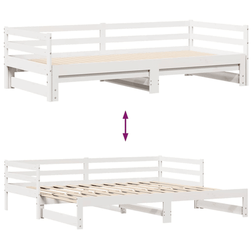 Sofá-cama, Sofá conversível com gavetão e gavetas sem colchão 80x200 cm branco