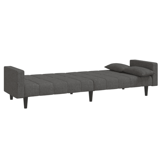 Sofá-cama, Sofá conversível 2 lugares com duas almofadas tecido cinzento-escuro