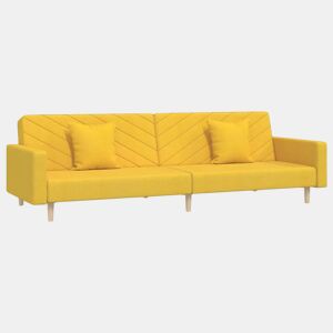 Sofá-cama, Sofá conversível 2 lugares com duas almofadas tecido amarelo