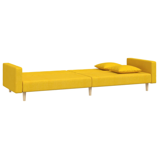 Sofá-cama, Sofá conversível 2 lugares com duas almofadas tecido amarelo