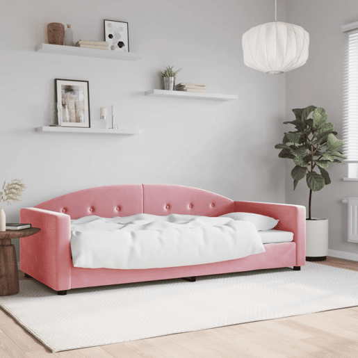 Sofá-cama, Sofá conversível 90x200 cm veludo rosa