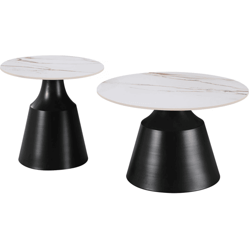 Conjunto de 2 mesas de centro encaixáveis em cerâmica Vulca - 70 x 70 x 43 cm - Branco