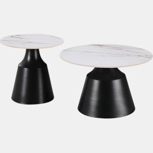 Conjunto de 2 mesas de centro encaixáveis em cerâmica Vulca - 70 x 70 x 43 cm - Branco