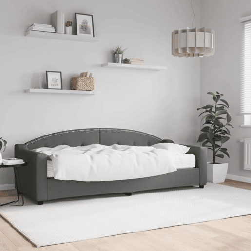 Sofá-cama, Sofá conversível com colchão 80x200 cm tecido cinzento-escuro