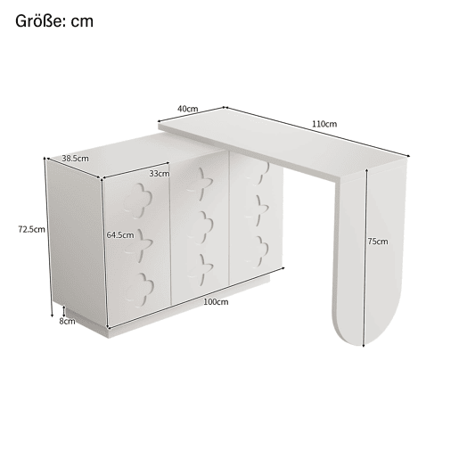 Secretária giratória de canto 110 cm - mesa de computador em L multifuncional - branca