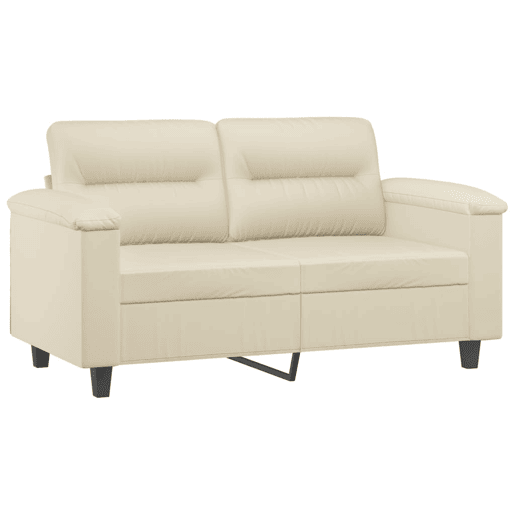 Sofá 2 lugares, Sofá fixo + almofadas decorativas 120cm couro artif. creme