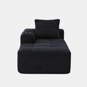 Poltrona reclinável Corduroy - Sem montagem - Almofadas macias - Preto