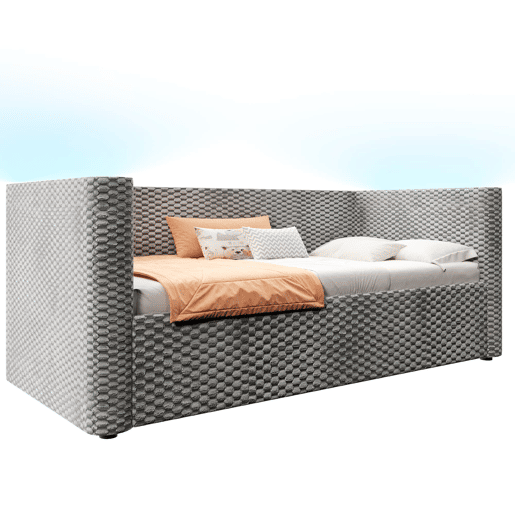 Sofá-cama 90x200 cm - Com iluminação LED, mecanismo hidráulico de arrumação, sem colchão - Cinza