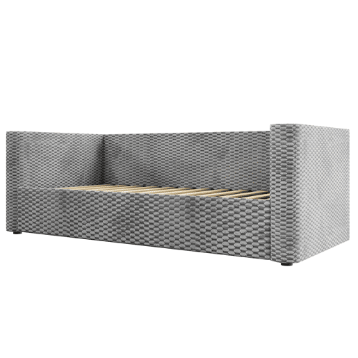 Sofá-cama 90x200 cm - Com iluminação LED, mecanismo hidráulico de arrumação, sem colchão - Cinza