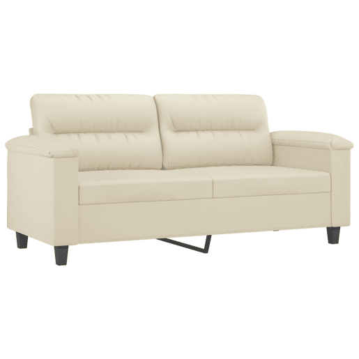 Sofá 2 lugares, Sofá fixo + almofadas decorativas 140cm couro artif. creme Sofá 2 lugares, Sofá fixo + almofadas decorativas 140cm couro artif. creme