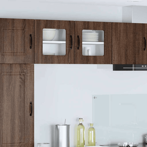 Lote de 2 Armários de cozinha suspendidos - Cozinha modular Colgantes com porta Carvalho Marrom